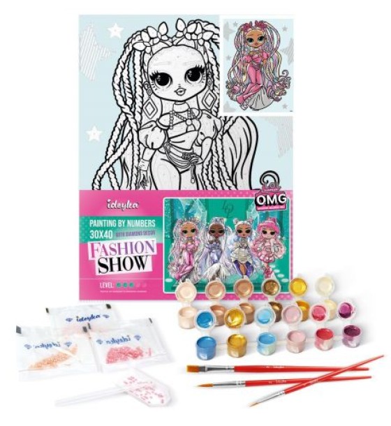 Картина за номерами зі стразами "L.O.L. Surprise! O.M.G. Fashion show Twist Queen" 30х40 см