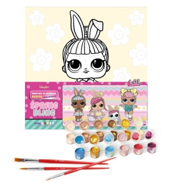 Картина за номерами з фарбами металік "L.O.L. Surprise! Spring Bling Carats" 40х40 см