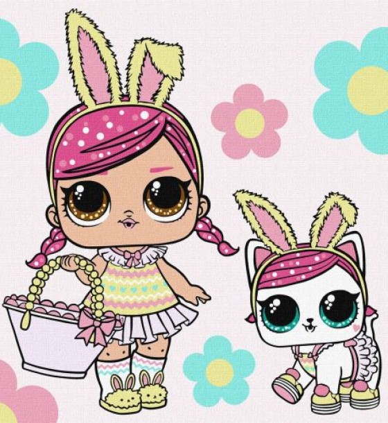 Картина за номерами з фарбами металік "L.O.L. Surprise! Spring Bling Hops with Kittea" 40х40 см