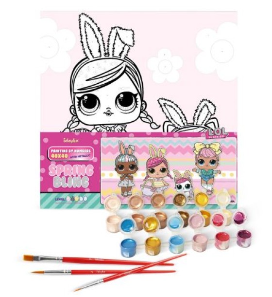 Картина за номерами з фарбами металік "L.O.L. Surprise! Spring Bling Hops with Kittea" 40х40 см