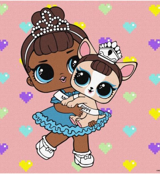 Картина за номерами з фарбами металлік "L.O.L. Surprise! TroopSurprise Miss Baby With Miss Puppy" 40х40 см