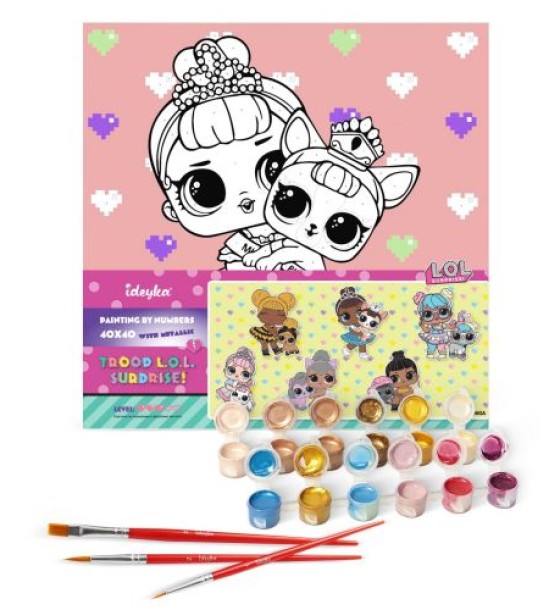 Картина за номерами з фарбами металлік "L.O.L. Surprise! TroopSurprise Miss Baby With Miss Puppy" 40х40 см