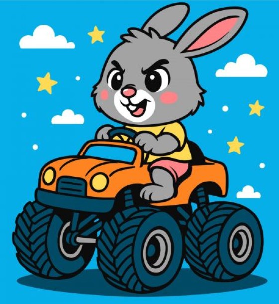 Набір для розпису по номерах "ЗАЄЦЬ НА МАШИНІ" 25Х25