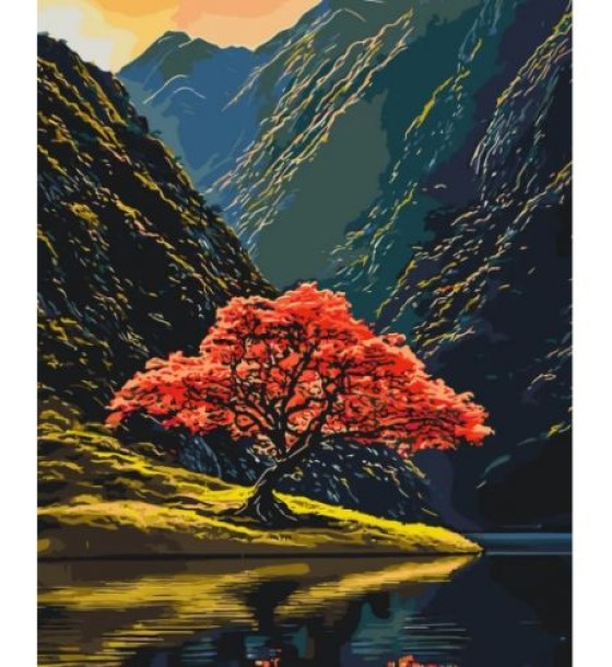 Картина за номерами "Дерево серед гір" 40*50 см