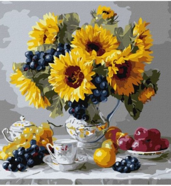 Картина за номерами "Соняшники з виноградом" 40x40см