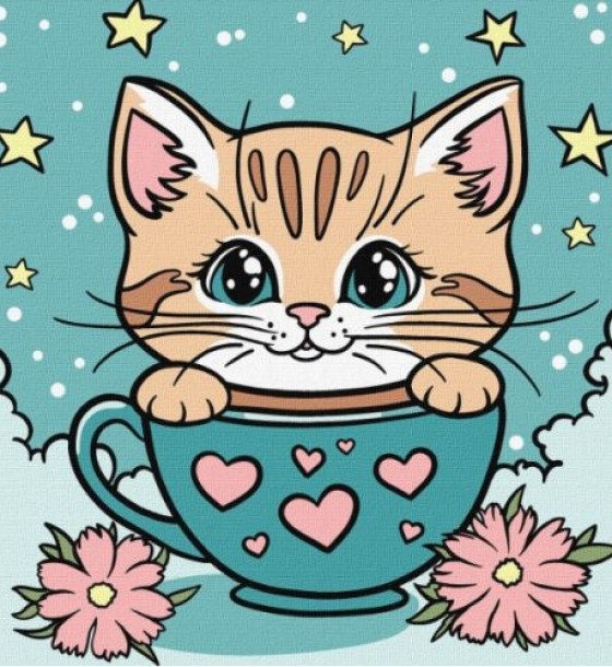 Картина за номерами "Чудовий котик" 25х25 см