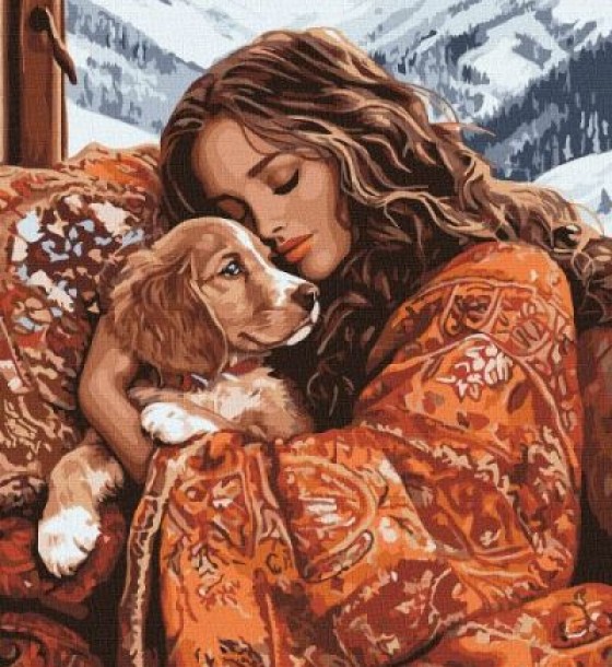 Картина за номерами - "Обійми улюбленця" ©art_selena_ua, 40х50см