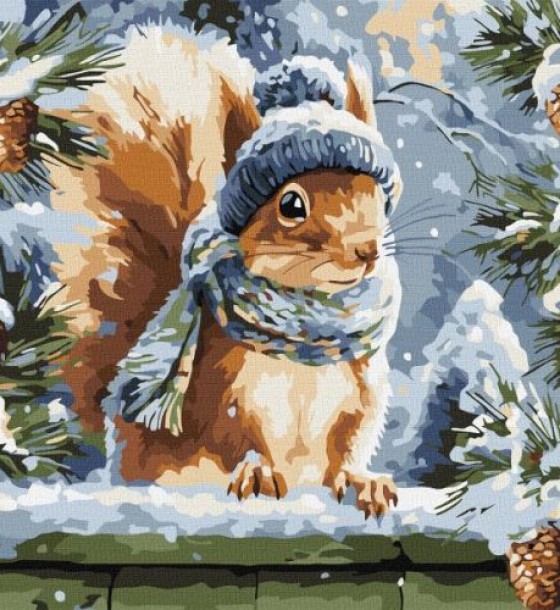 Картина за номерами - "Зимове білченя" ©art_selena_ua, 40х40см