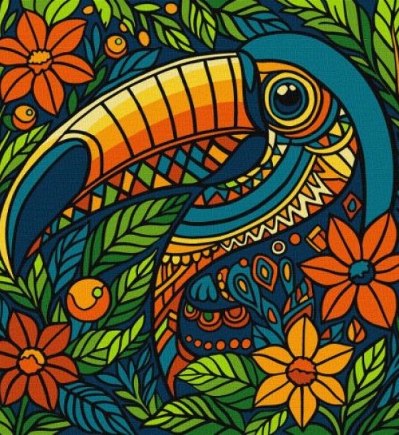 Картина за номерами - "Вітраж. Тукан" ©art_selena_ua, 30х30см