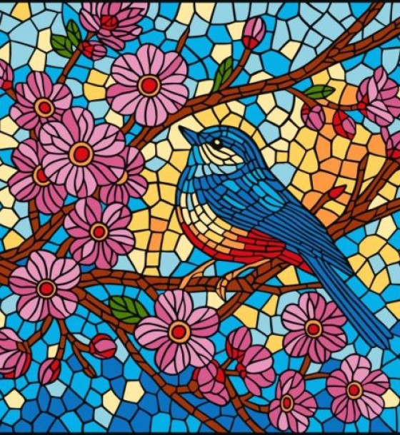 Картина за номерами - "Вітраж. Синиця" ©art_selena_ua, 30х30см