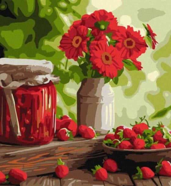 Картина за номерами - "Полуничне варення" ©art_selena_ua, 40х40см