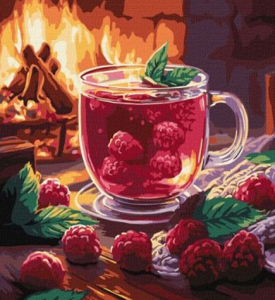 Картина за номерами - "Малиновий чай" ©art_selena_ua, 40х50см