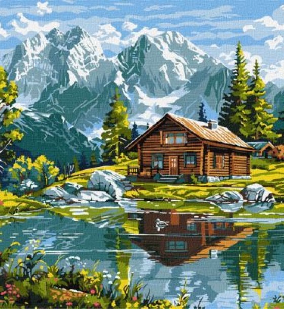 Картина за номерами - "Затишний котедж" ©art_selena_ua, 40х50см