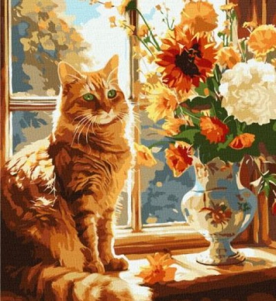 Картина за номерами - "Рудий котик" ©art_selena_ua, 40х50см
