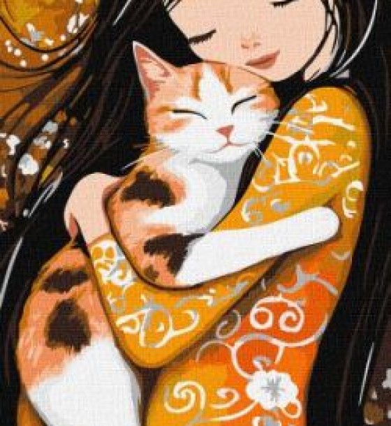 Картина за номерами - "Кіт на руках" ©art_selena_ua, 40х80см