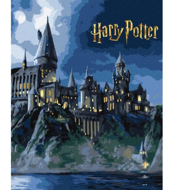 Картина за номерами з фарбами металік "Harry Potter: Гоґвортс вночі" 40х50см