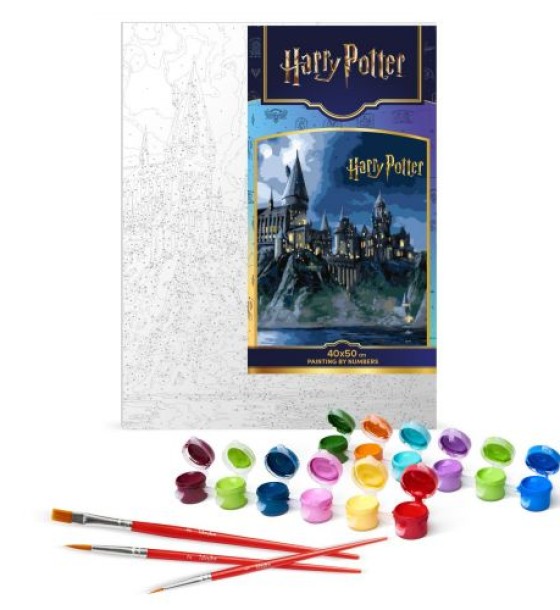 Картина за номерами з фарбами металік "Harry Potter: Гоґвортс вночі" 40х50см