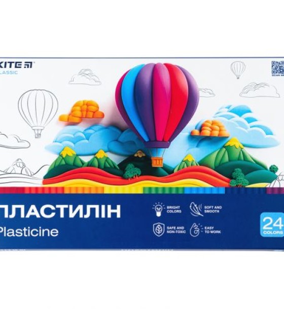 Пластилін, 24 кольори, 480 г. Kite Classic