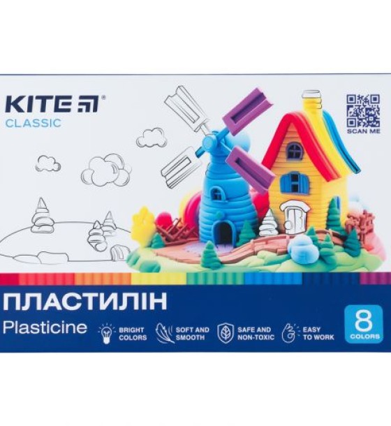 Пластилін, 8 кольорів, 160 г. Kite Classic