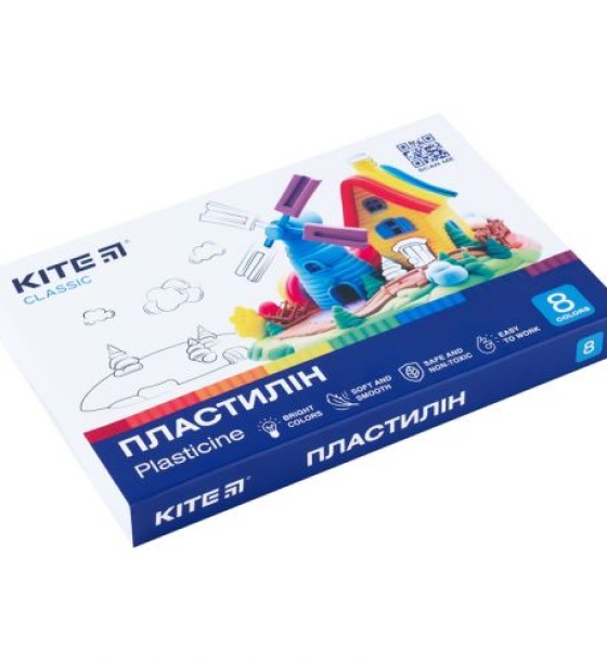 Пластилін, 8 кольорів, 160 г. Kite Classic