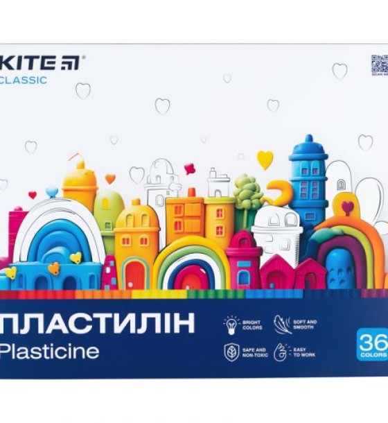 Пластилін, 36 кольорів, 720 г. Kite Classic