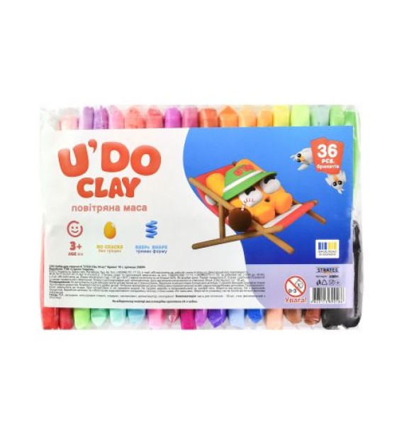 Набір для творчості (повітряний пластилін) "UʼDO Clay" 36 шт, брикет 10 г (укр)