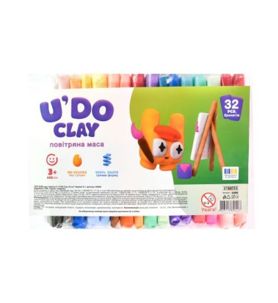 Набір для творчості (повітряний пластилін) "UʼDO Clay" 32 брикети