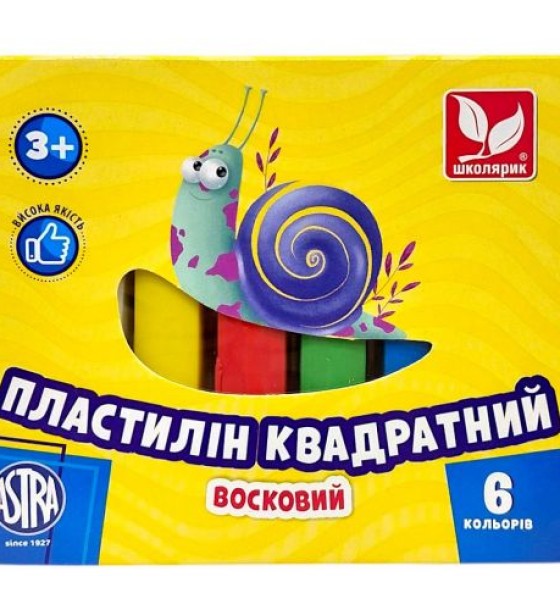 Пластилін квадратний восковий 6 кольорів