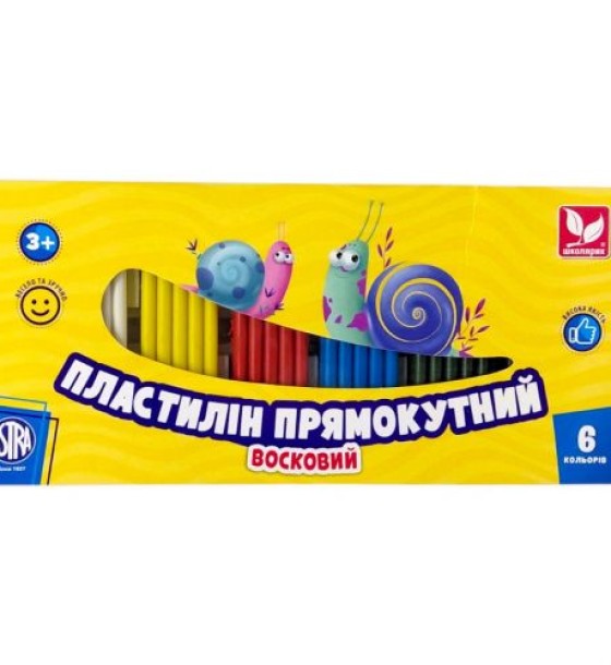 Пластилін прямокутний 6 кольорів