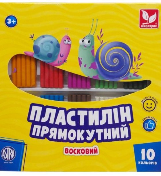 Пластилін прямокутний 10 кольорів