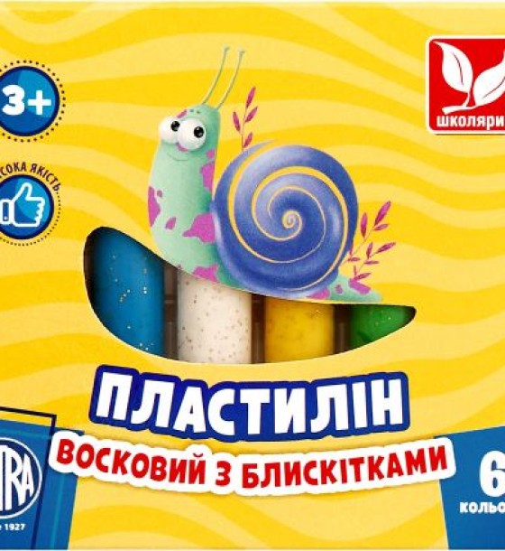 Пластилін круглий з блискітками 6 кольорів