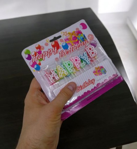 Свічки-букви на торт "Happy Birtday" різнокольорові 16,2 * 15,5 см (31674)