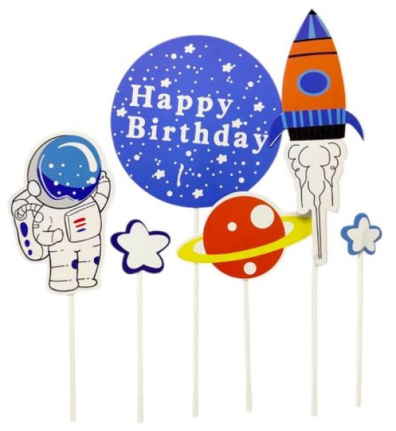 Топпер на торт Happy Birthday дитячий - КОСМОС