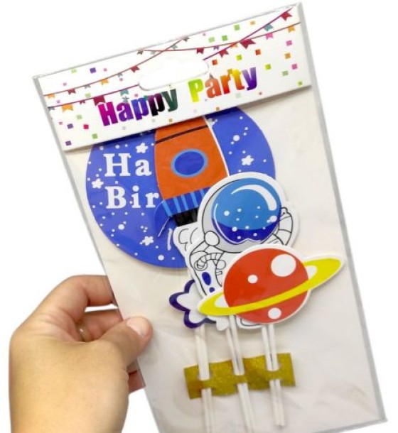Топпер на торт Happy Birthday дитячий - КОСМОС
