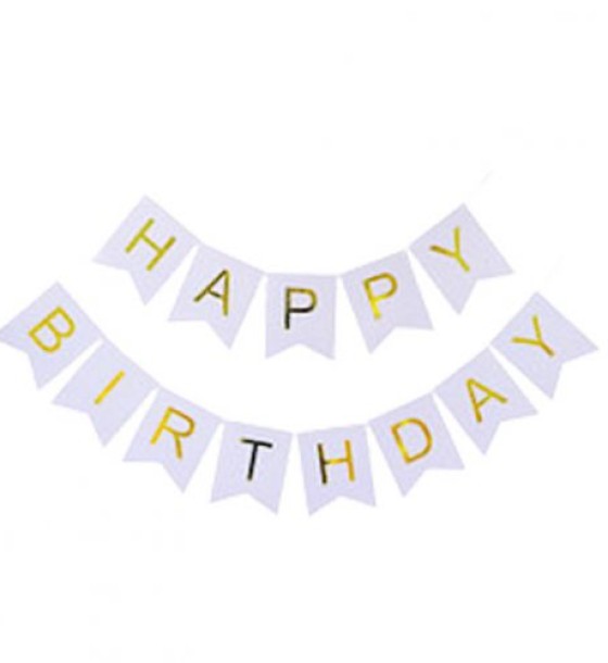 Гірлянда-розтяжка прапорці "Happy birthday" 12*16см-5м, срібло