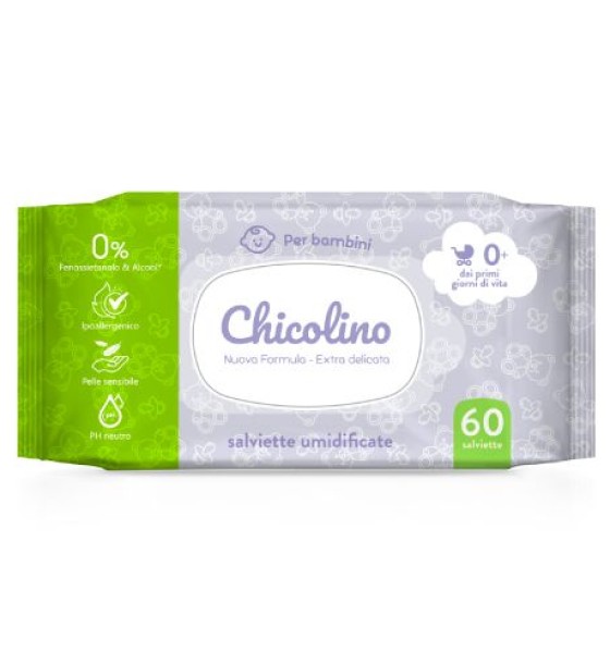 Серветкі вологі для дітей з перших днів життя "Chicolino", 60 шт