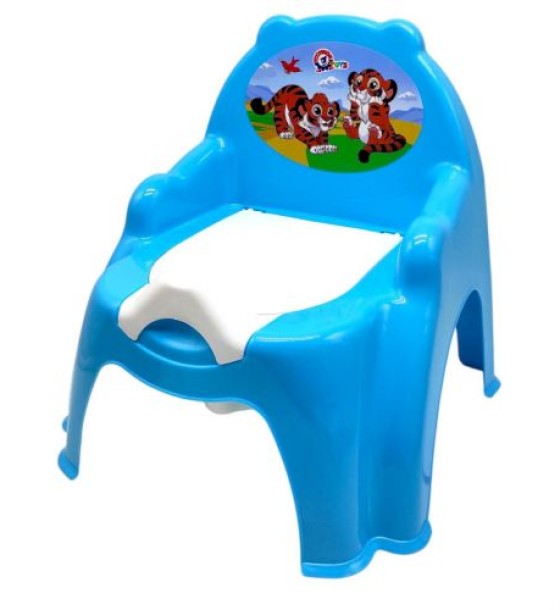 Горщик дитячий з кришкою,(БЛАКИТНИЙ) З ТИГРИКАМИ