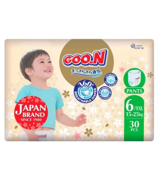 Трусики-підгузки Goo.N Premium Soft для дітей (розмір 6(2XL), 15-25 кг, 30 шт)