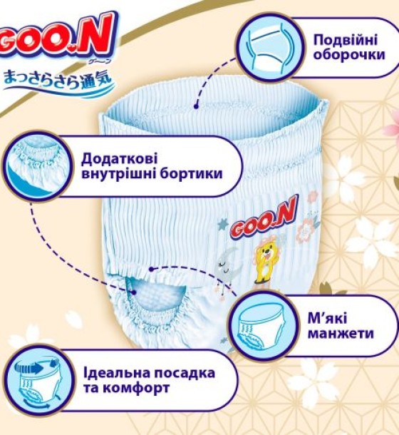 Трусики-підгузки Goo.N Premium Soft для дітей (розмір 6(2XL), 15-25 кг, 30 шт)