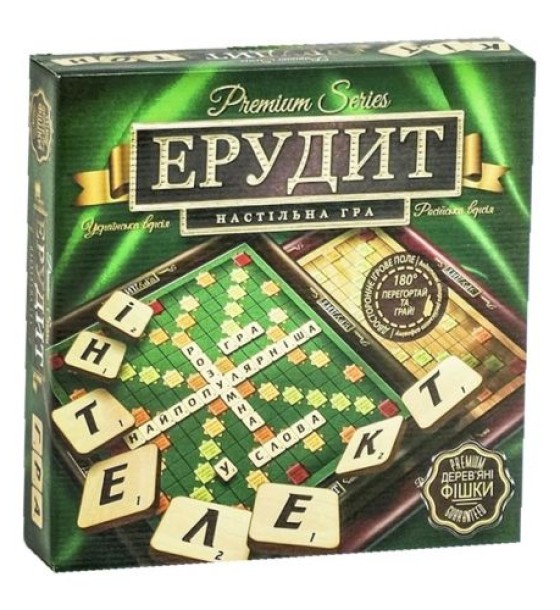 Уцiнка. Настільна гра "Ерудит" PREMIUM SERIES (укр) - немає фішок, пошкоджена упаковка