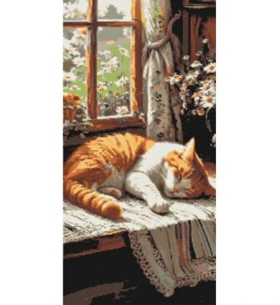 Уцінка. Алмазна мозаїка "Рудик котик" 40х80 см  - Пошкоджена слюда