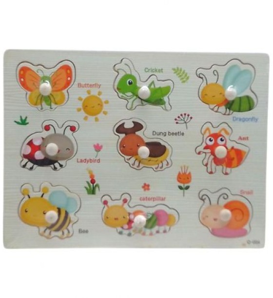 Уцінка. Деревʼяна рамка-вкладиш "Комашки" (22,5х30 см) - Не вистачає деталей іграшки