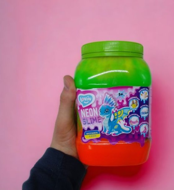 Слайм-антистрес "Lovin: Big slime", зелений+рожевий