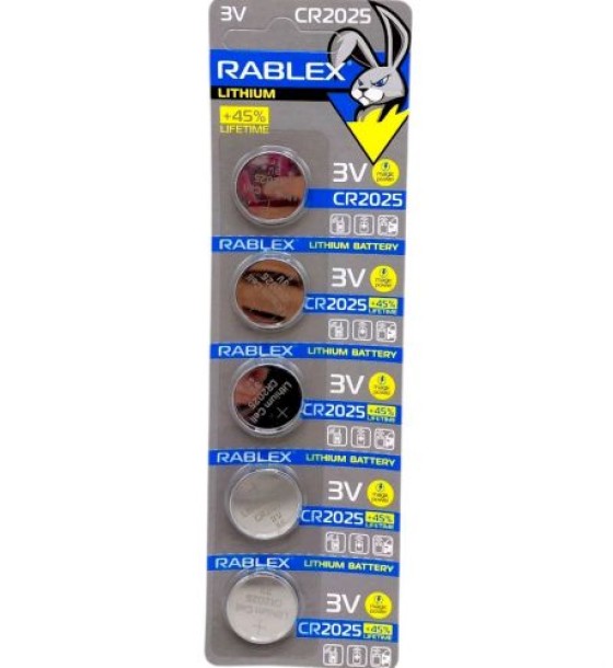 Батарейка RABLEX "таблетка" 3V CR2025 (5 шт на планшетці)