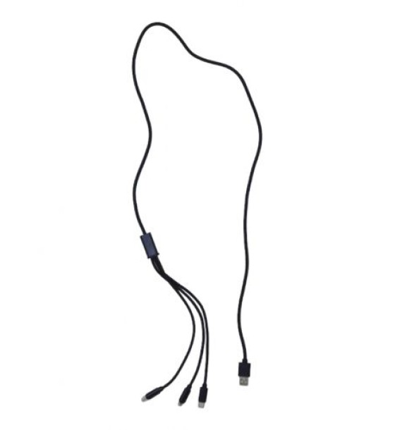 Кабель тканинний 3 в 1, MicroUSB, Type-C та Lightning(чорний)