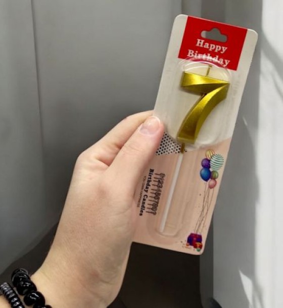 Свічка для торта "Цифра 7" срібляста
