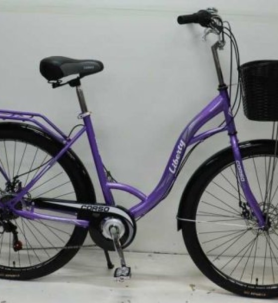 Велосипед міський Corso «Liberty» 28’’ дюймів + КОШИK, сталева рама 20``, 7 швидкостей, корзина, багажник