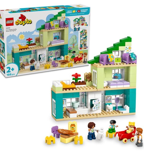 Конструктор LEGO DUPLO Town Сучасний родинний будинок із фігурками 3 в 1 (10470)