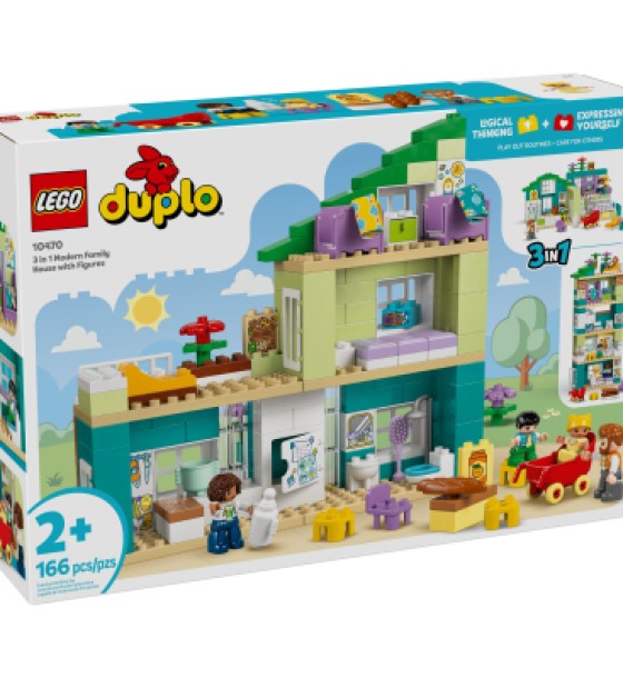 Конструктор LEGO DUPLO Town Сучасний родинний будинок із фігурками 3 в 1 (10470)