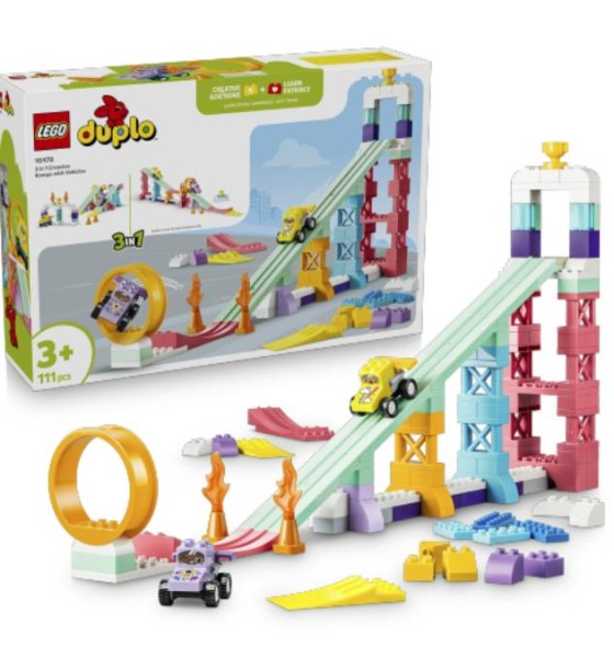 Конструктор LEGO DUPLO 3 в 1 Цікаві гірки та трампліни з автомобілями (10478)